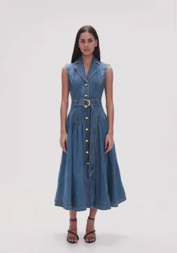Aje Elena Denim Dress Blue Size 10 for rent on The Volte - image 1