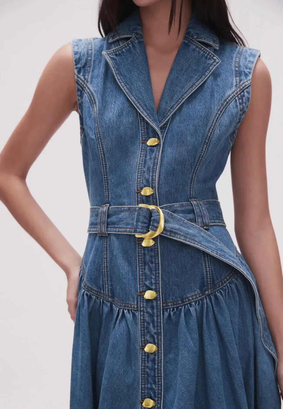 Aje Elena Denim Dress Blue Size 10 for rent on The Volte - main image