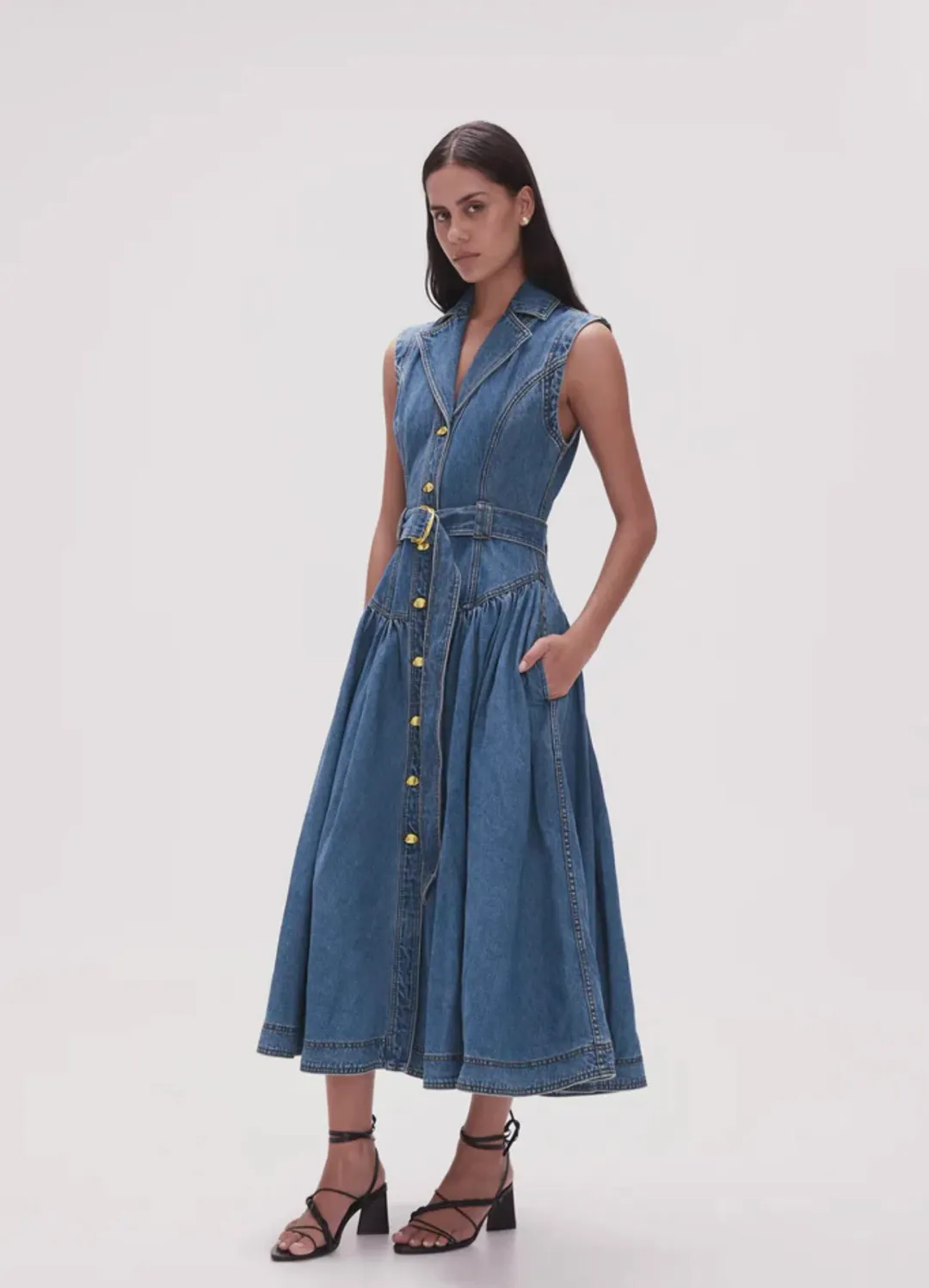 Aje Elena Denim Dress Blue Size 10 for rent on The Volte - main image