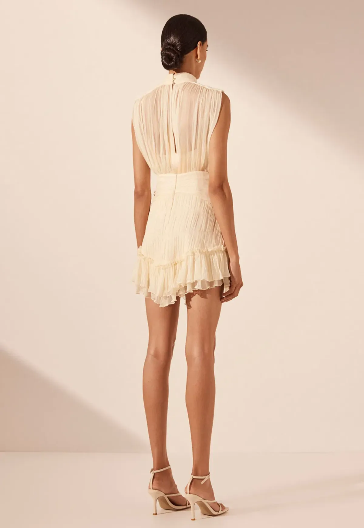 Shona Joy Victoria Sleeveless Ruched Mini Dress Mini Dress Cream Size 12 - Image 6