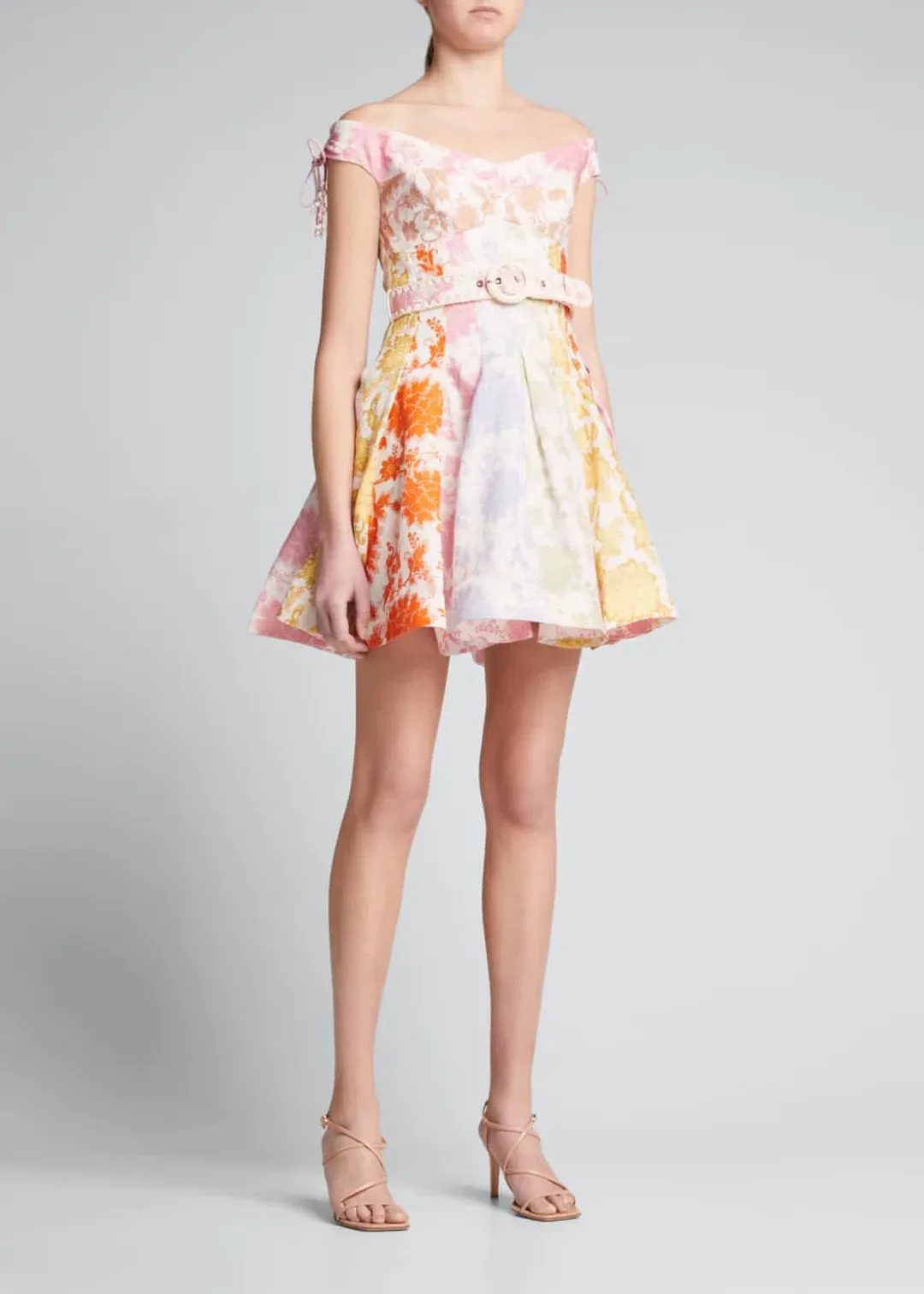 Zimmermann Postcard Spliced Mini Dress Spliced Tonal Floral Size 0P/ AU 6 for rent on The Volte - main image