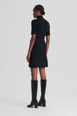Scanlan Theodore Crepe Knit Daisy Mini Dress Black Size AU 6 for rent on The Volte - image 3