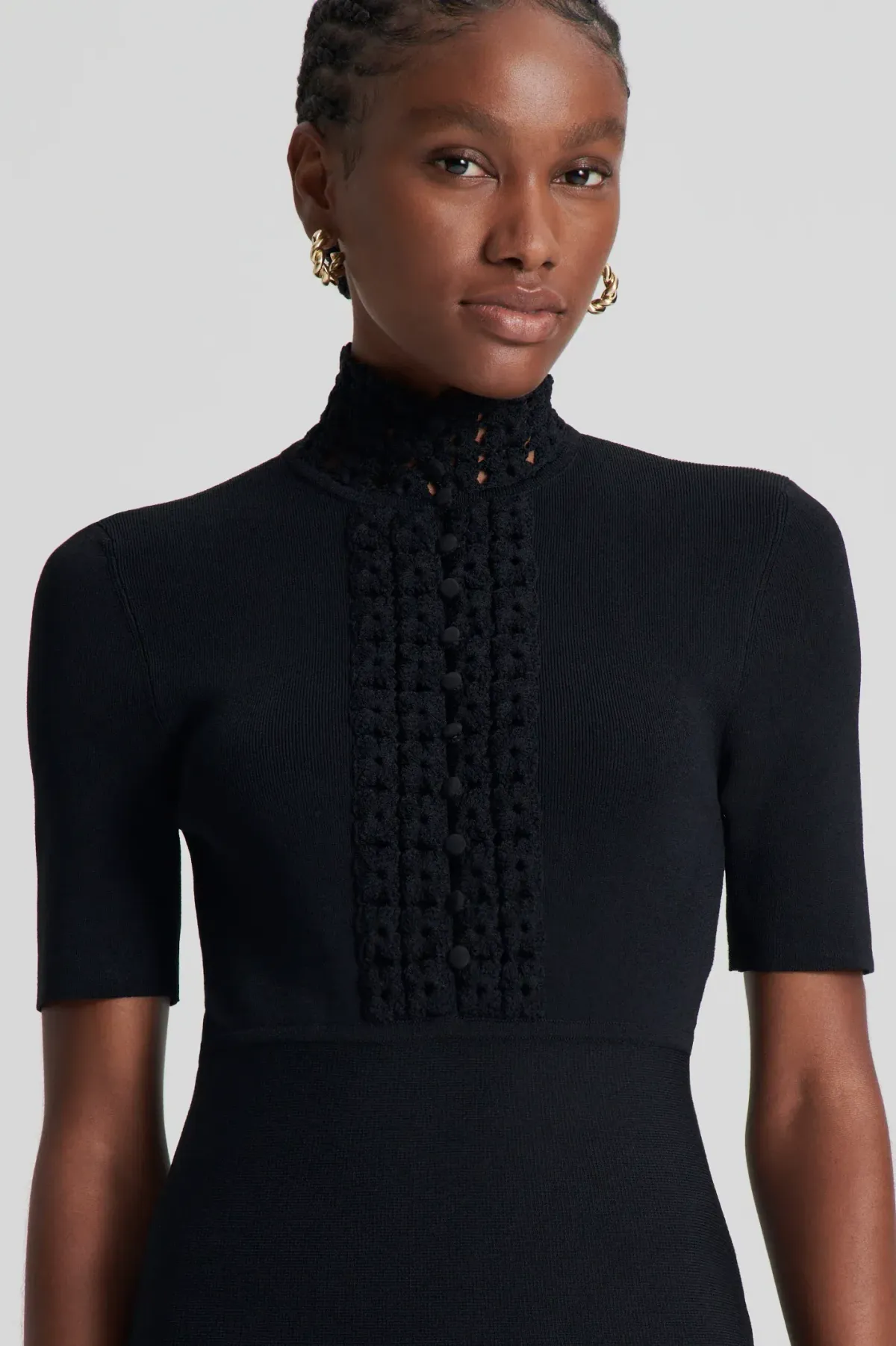 Scanlan Theodore Crepe Knit Daisy Mini Dress Black Size AU 6 - Image 4