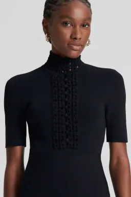 Scanlan Theodore Crepe Knit Daisy Mini Dress Black Size AU 6 for rent on The Volte - image 4