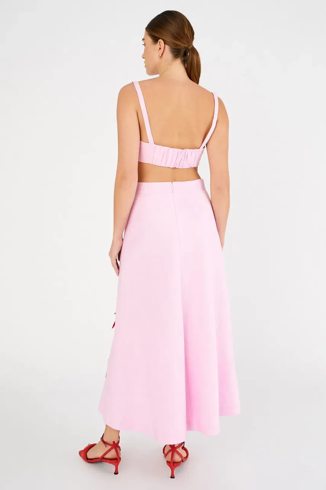 Oroton Contrast 3D Flower Skirt A-Line in Rose/Poppy Size AU 8 for rent on The Volte - main image