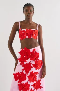 Oroton 3D Flower Bralette Crop in Rose/Poppy Size AU 10 for rent on The Volte - image 3