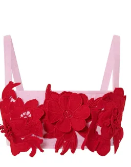 Oroton 3D Flower Bralette Crop in Rose/Poppy Size AU 10 for rent on The Volte - image 4