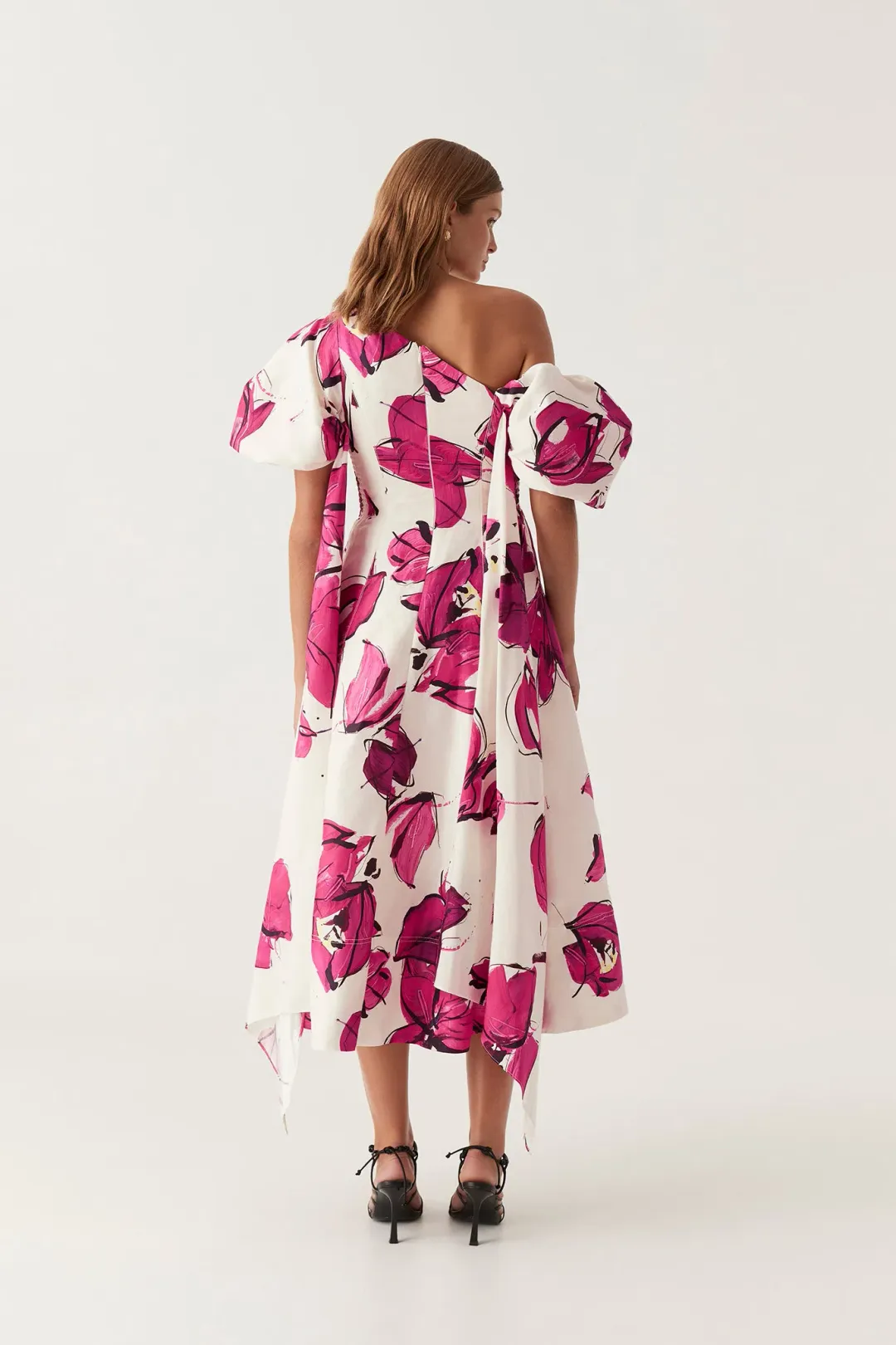 Aje Arista Tulip Sleeve Midi Dress Falling Florals Size M / AU 10 for rent on The Volte - main image