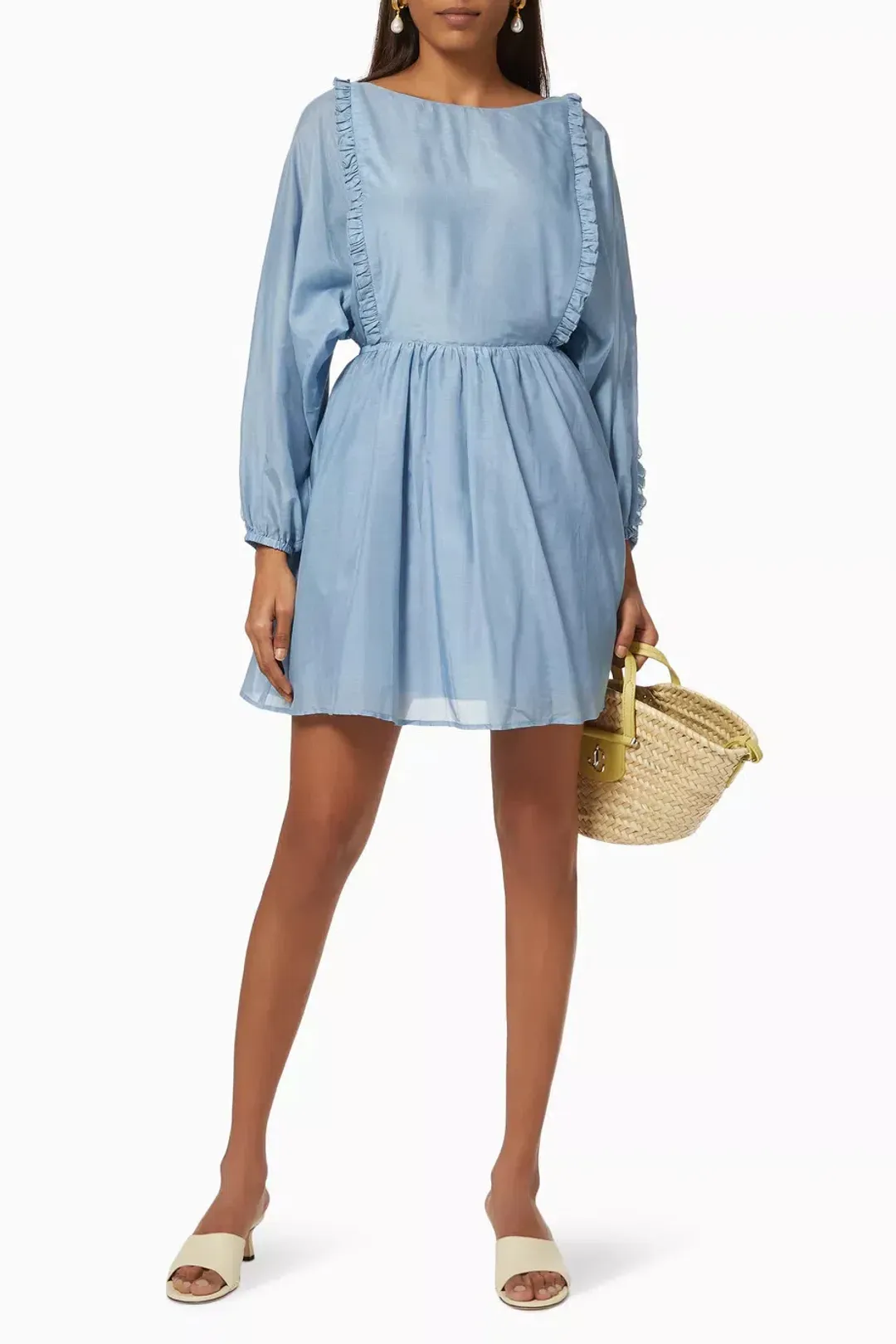 Bird & Knoll Maja Dress Backless Blue Size AU 8 for rent on The Volte - main image