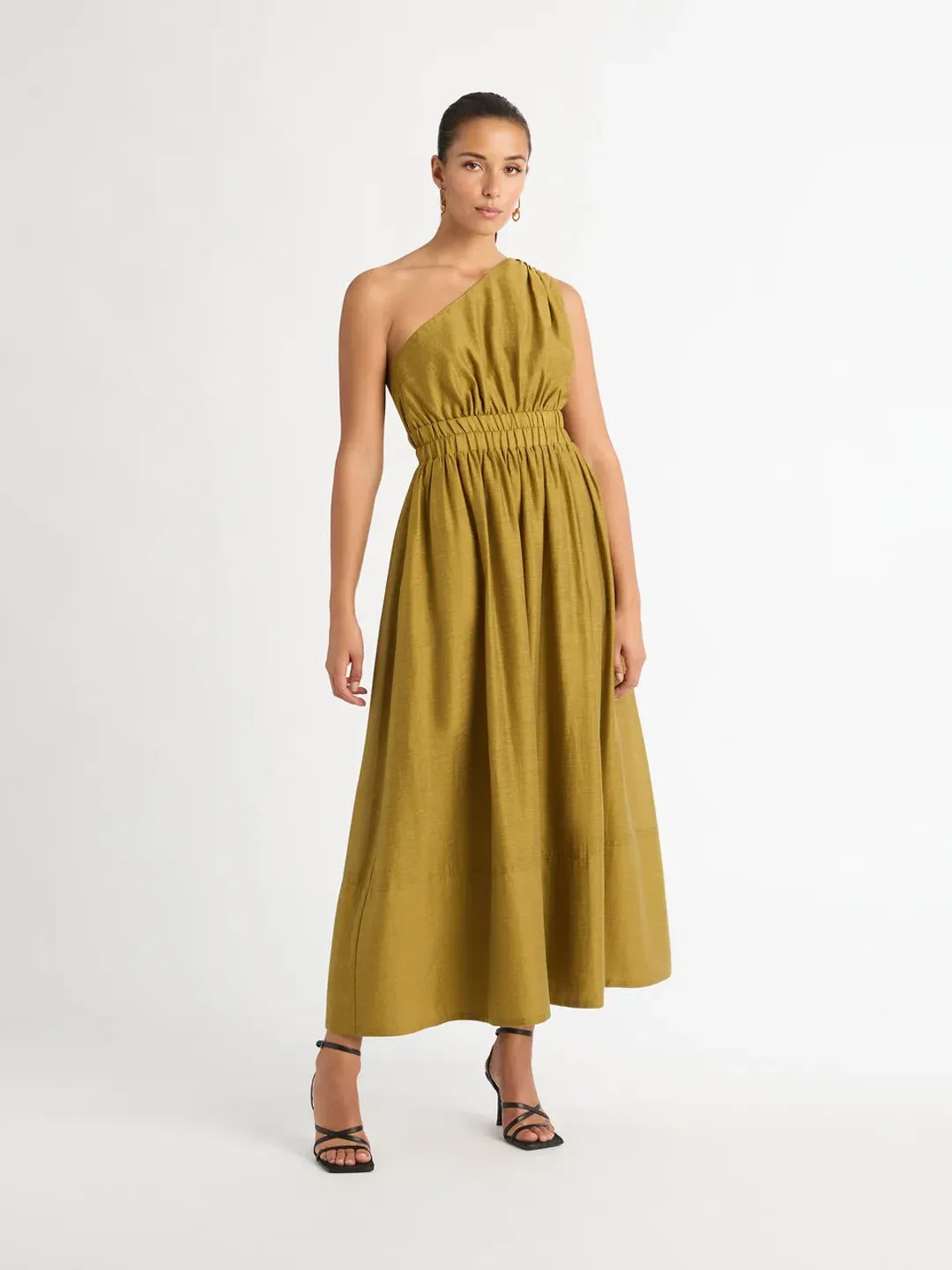 Sheike Gemma Maxi Dress Olive Green Size AU 8 for rent on The Volte - main image