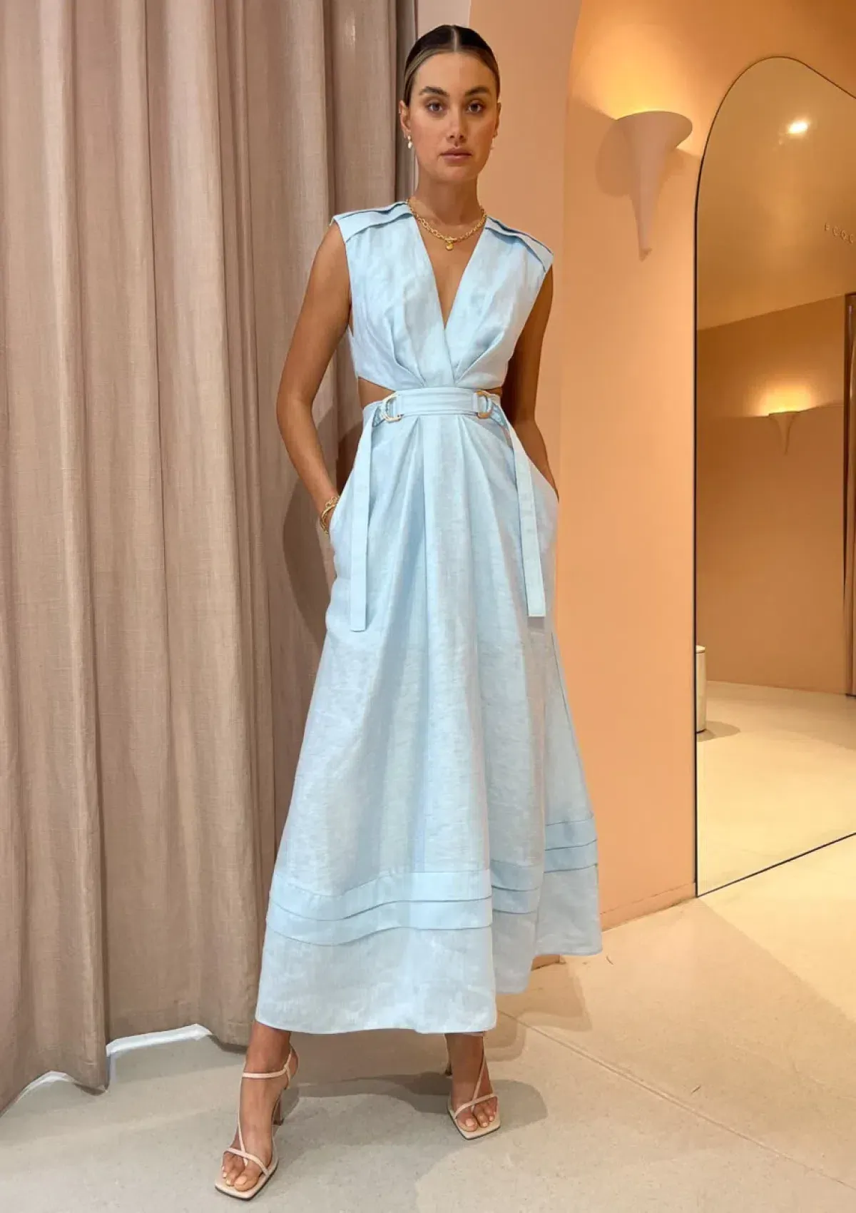 Acler Telford Dress Cloud Blue Size 10 - Image 1