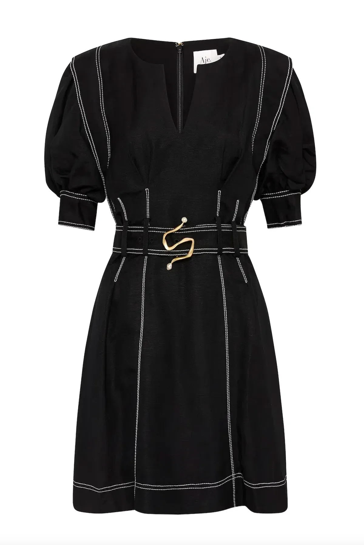 Aje Beacon Structured Mini Dress Black Size 10 - Image 3