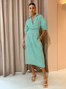 Camilla And Marc Flynn Cocoon Dress In Jade/White Stripe Size 10 for rent on The Volte - image 2