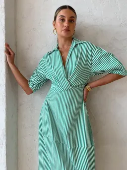Camilla And Marc Flynn Cocoon Dress In Jade/White Stripe Size 10 for rent on The Volte - image 5