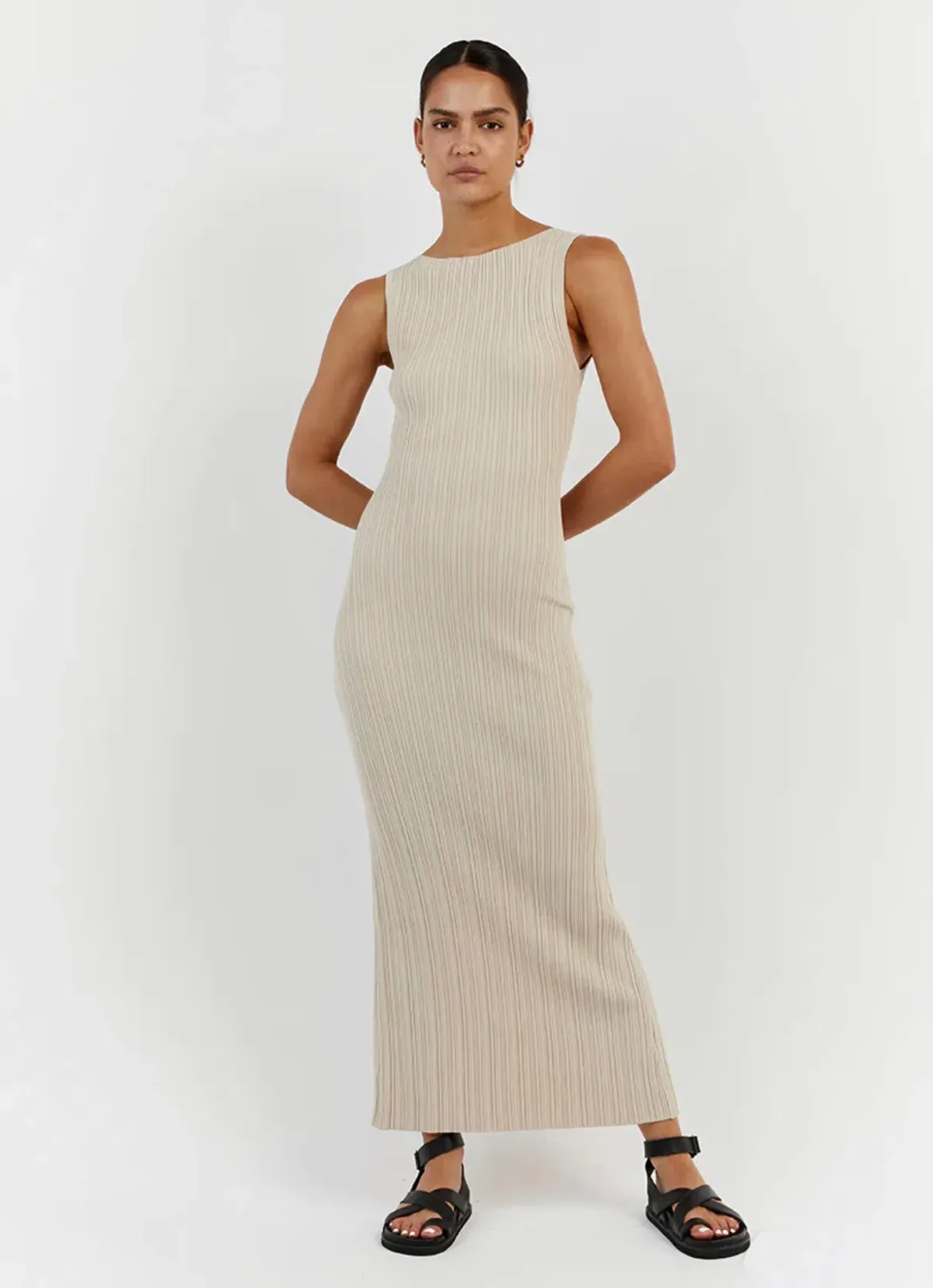 Dissh Sienna Stone Midi Dress Beige Size XS / AU 6 for rent on The Volte - main image