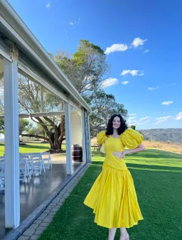 Aje Chateau Cut Out Midi Dress Sun Shower Yellow Size 10 for rent on The Volte - image 5