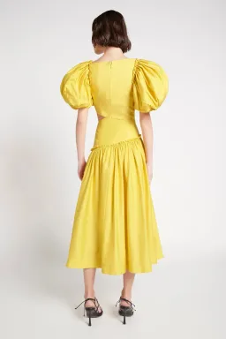 Aje Chateau Cut Out Midi Dress Sun Shower Yellow Size 10 for rent on The Volte - image 2