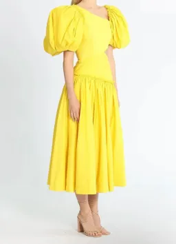 Aje Chateau Cut Out Midi Dress Sun Shower Yellow Size 10 for rent on The Volte - image 7