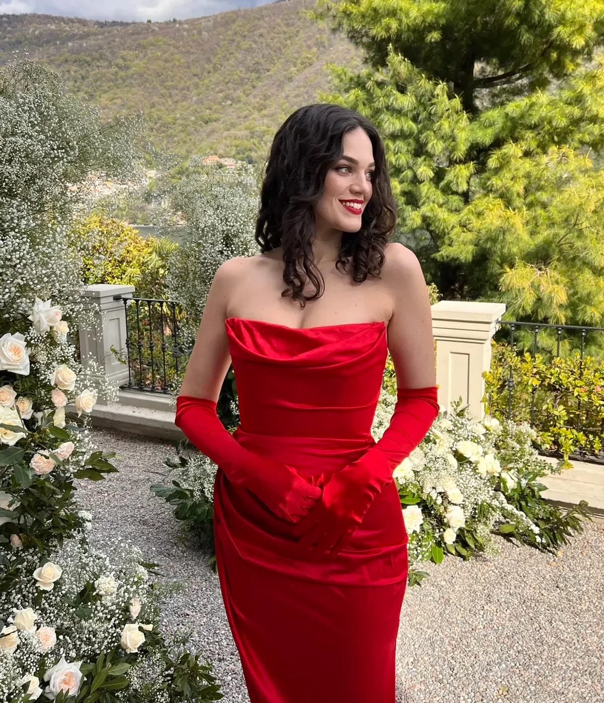 House of CB Adrienne Satin Strapless Dress Red Size S/ AU 8 - Image 5