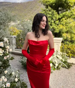 House of CB Adrienne Satin Strapless Dress Red Size S/ AU 8 for rent on The Volte - image 5