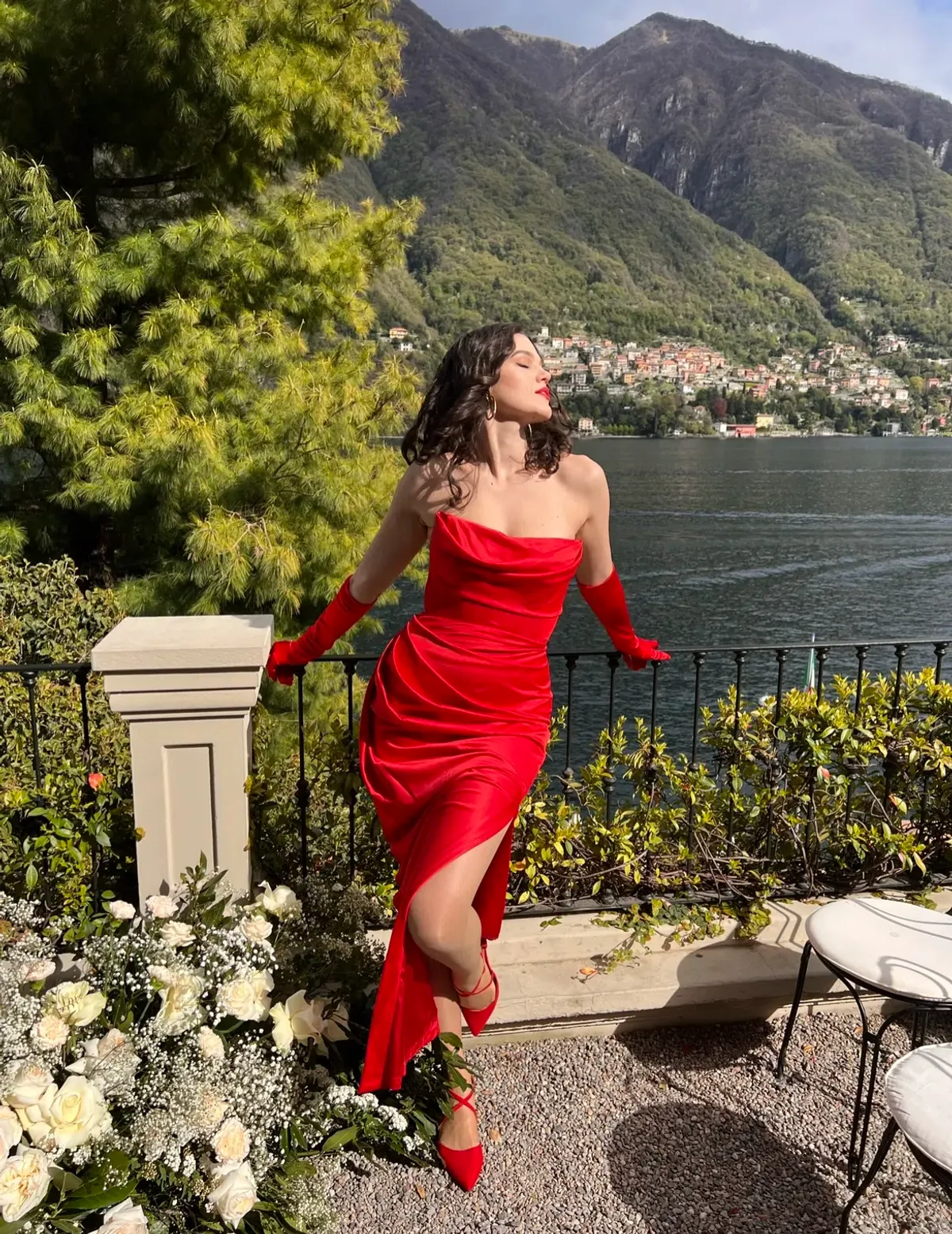 House of CB Adrienne Satin Strapless Dress Red Size S/ AU 8 - Image 2