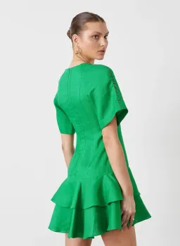 Joslin Gwen Linen Mini Dress Green Size 18 for rent on The Volte - image 4