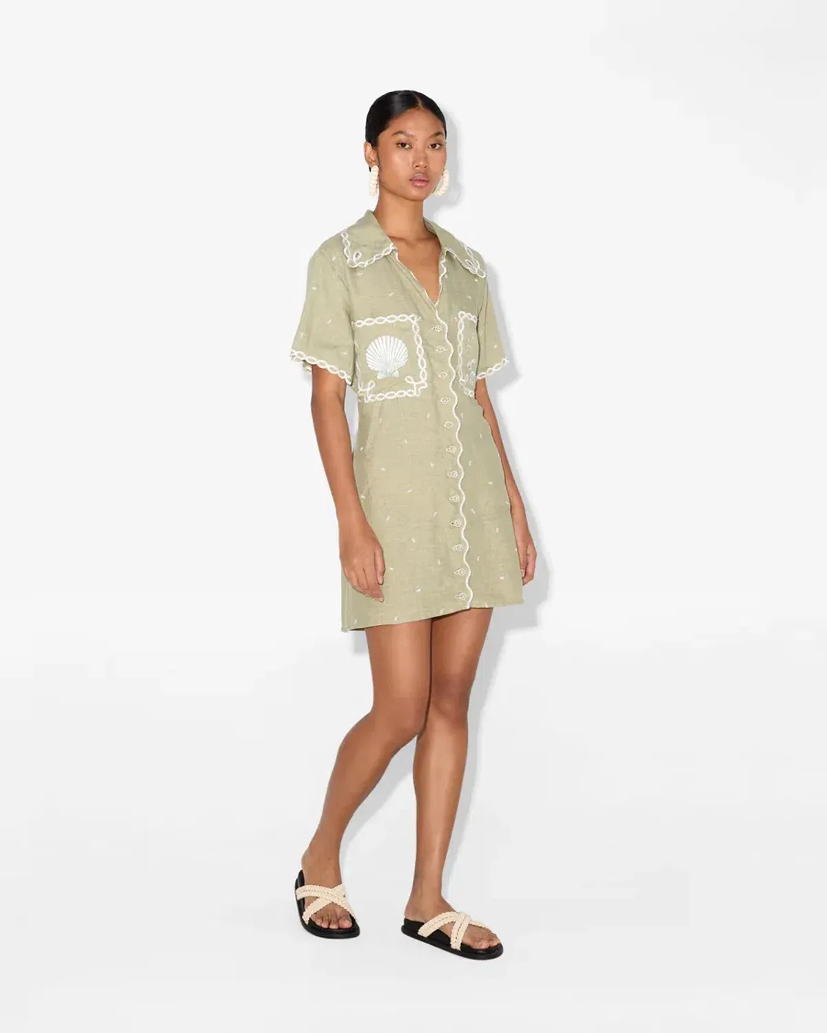 Magali Pascal La Mer Shirt Dress Green Size 12 - Image 2