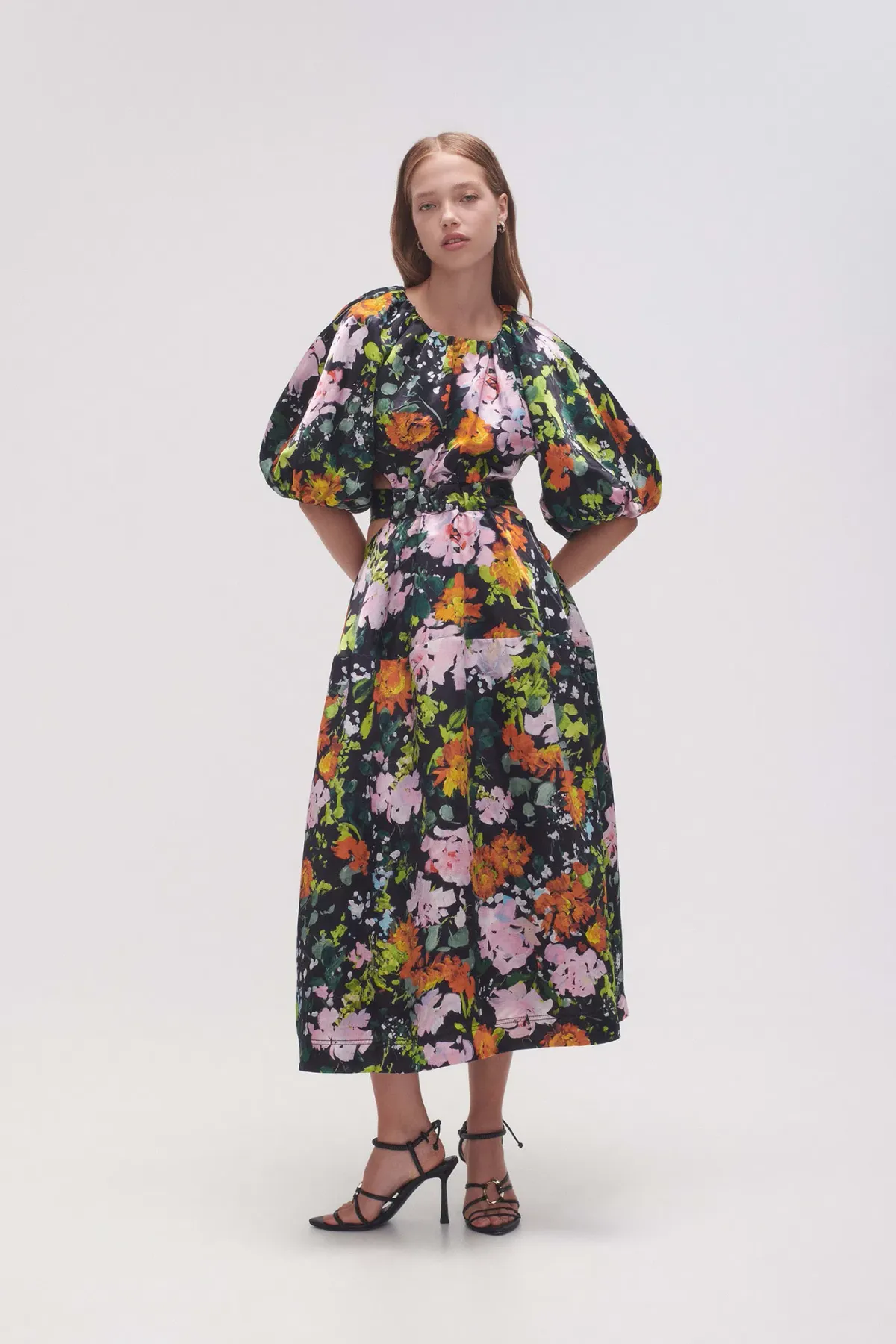 Aje Mimosa Cutout Midi Dress Midnight Floral Size 4 - Image 1
