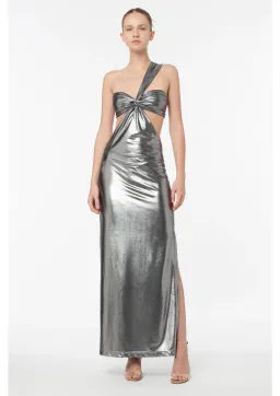 Manning Cartell She’s Super Sonic One Shoulder Dress Pewter Metallic Size S / AU 8 for rent on The Volte - image 1