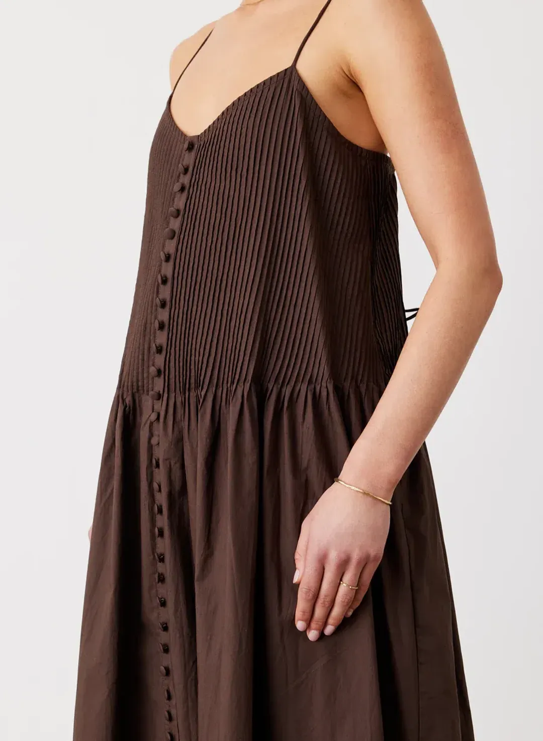 Joslin Lucia Organic Cotton Maxi Dress Chocolate Brown Size 10 for rent on The Volte - main image