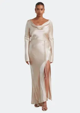 Bec & Bridge Moon Dance Long Sleeve Cowl Dress Sand Size 12 for rent on The Volte - image 1