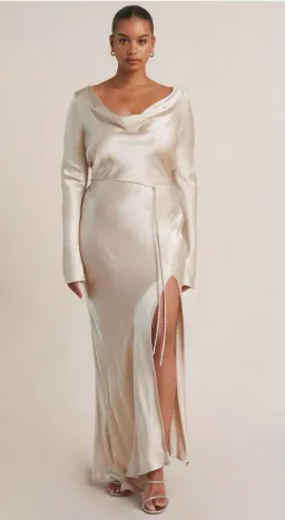 Bec & Bridge Moon Dance Long Sleeve Cowl Dress Sand Size 12 for rent on The Volte - image 8