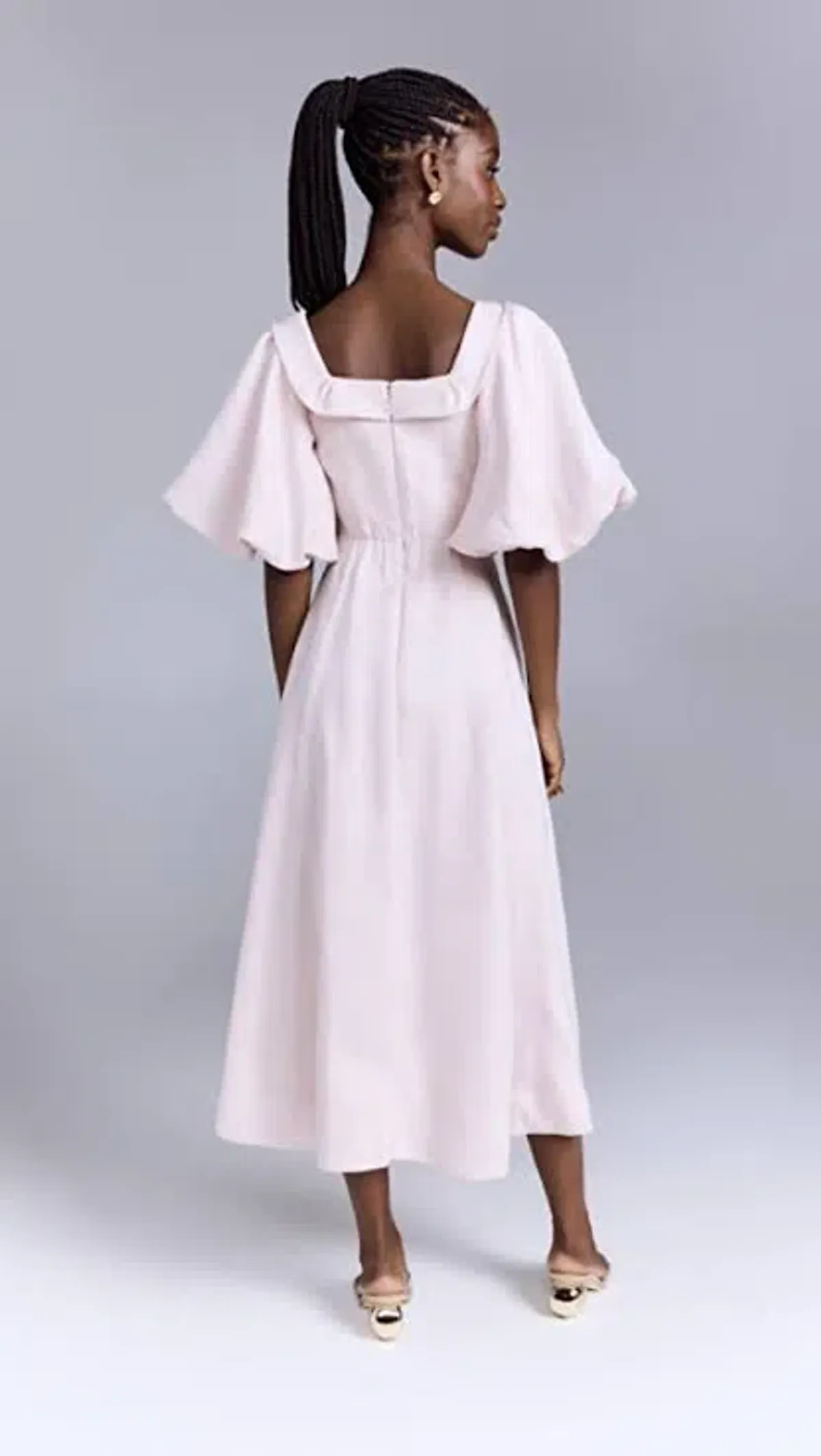 Aje Jessica Frill Midi Dress soft pink size 6 - Image 6