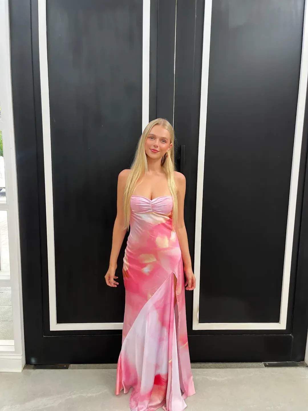 HNTR Gaia Gown Pink Multi Size 8 for rent on The Volte - main image