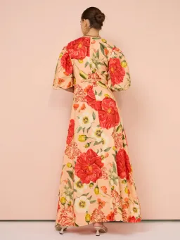 By Nicola Bolero Maxi Gathered Neckline Dress in Raspberry Punch Floral Size 14 for rent on The Volte - image 2