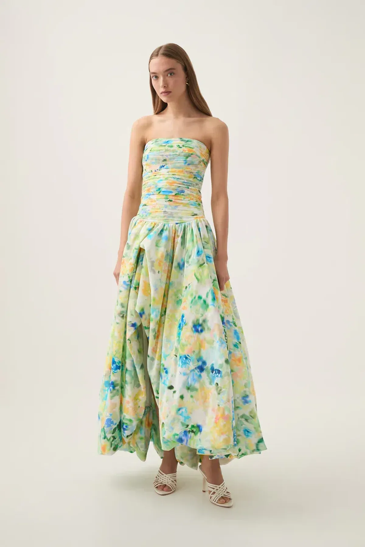Aje Violette Bubble Hem Maxi Dress Floral Haze Size 8 for rent on The Volte - main image
