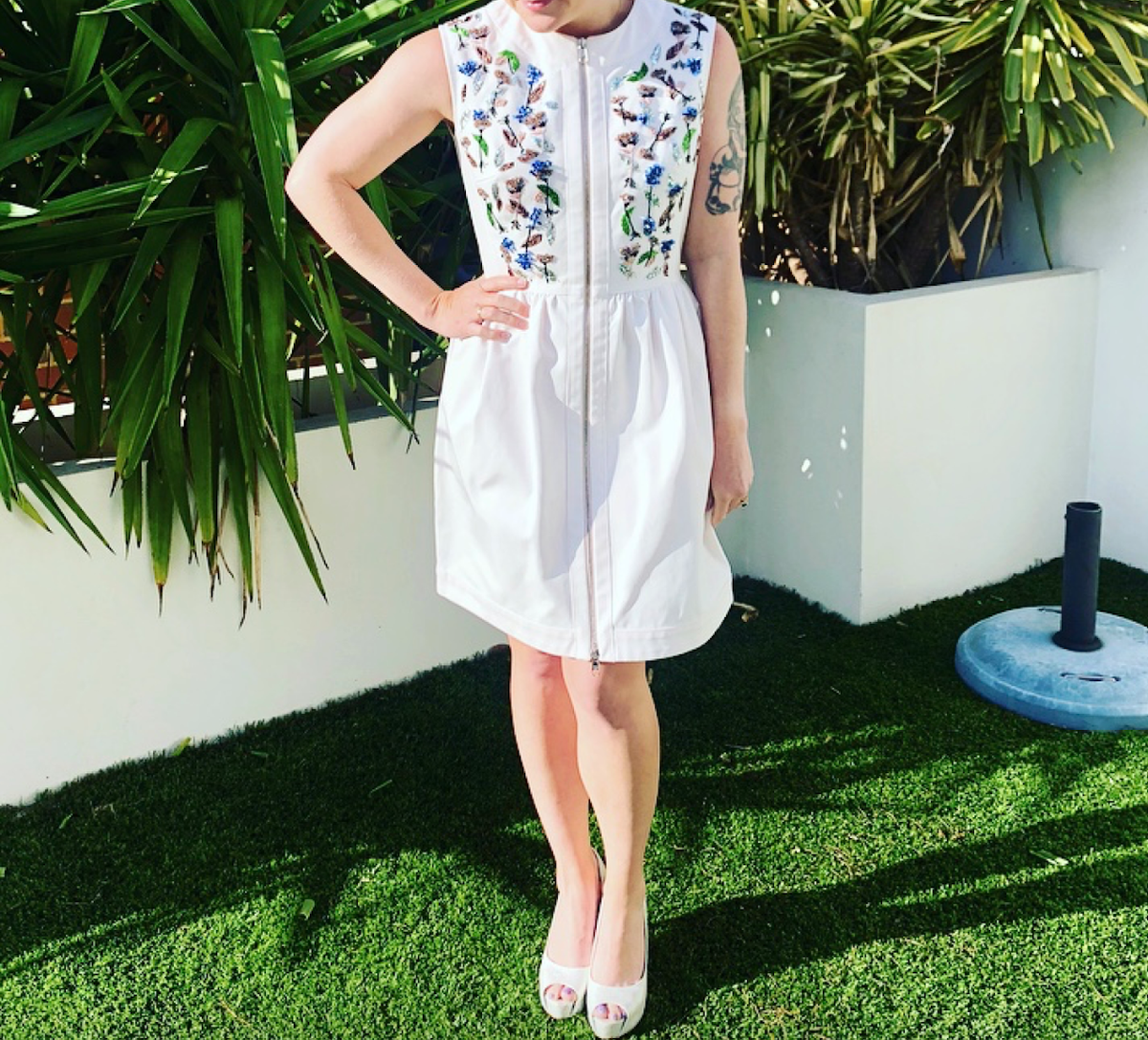 Christian Dior Sleeveless Mini Dress Cream Size 8 - Image 1