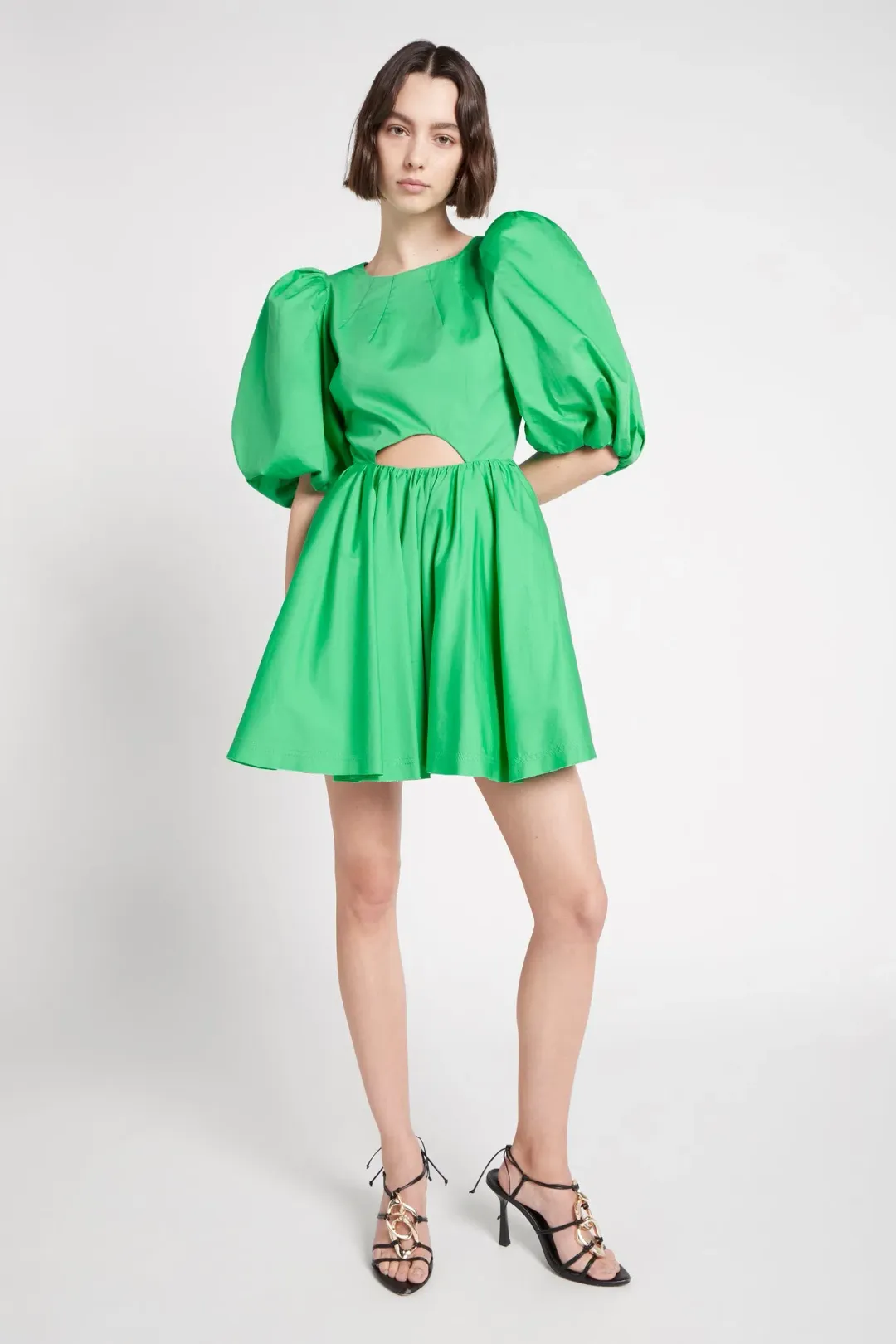 Aje Colette Abstract Cut Out Mini Dress Grass Green Size 8 for rent on The Volte - main image