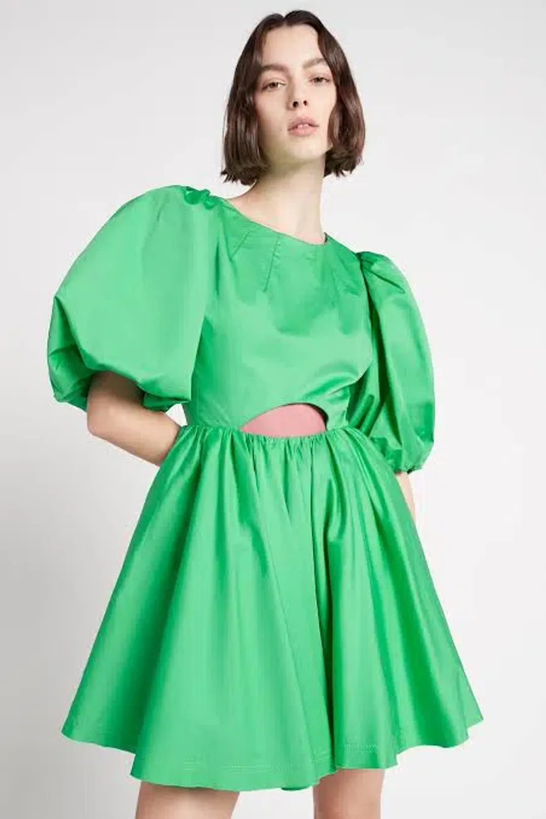 Aje Colette Abstract Cut Out Mini Dress Grass Green Size 8 for rent on The Volte - main image