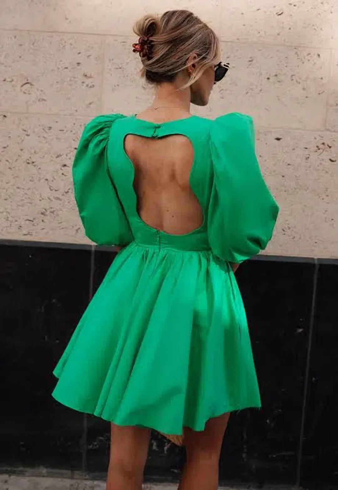 Aje Colette Abstract Cut Out Mini Dress Grass Green Size 8 for rent on The Volte - main image
