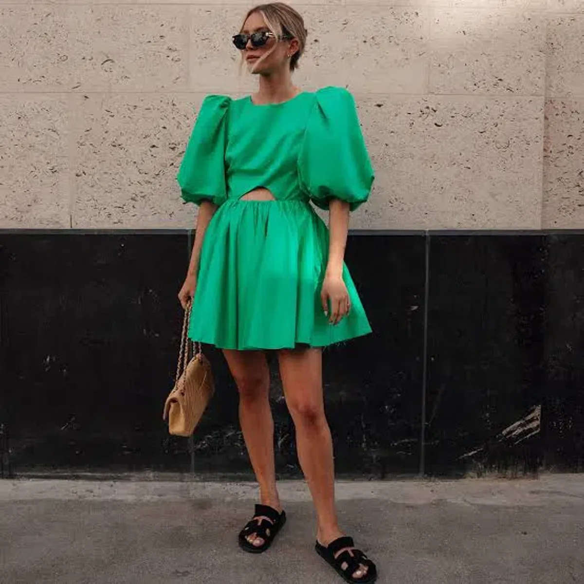 Aje Colette Abstract Cut Out Mini Dress Grass Green Size 8 - Image 4