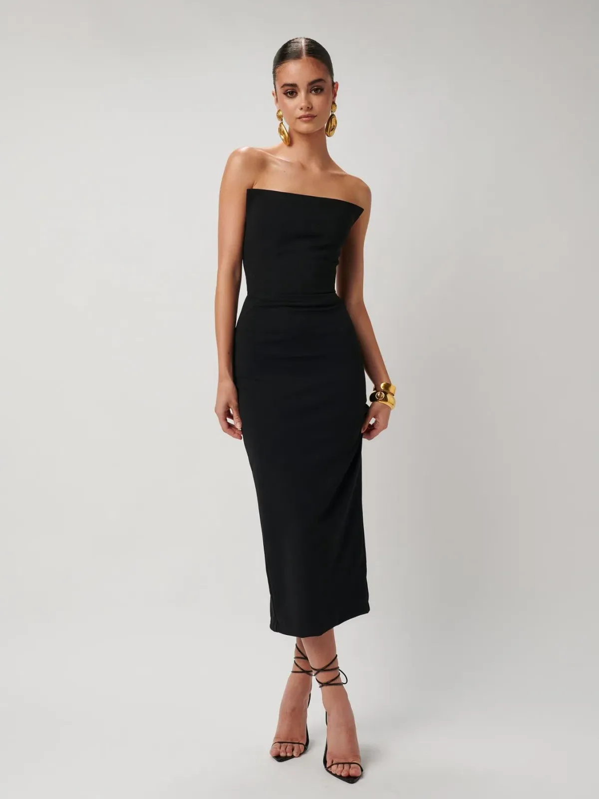 Effie Kats Danna Midi Dress Black Size 10 for rent on The Volte - main image