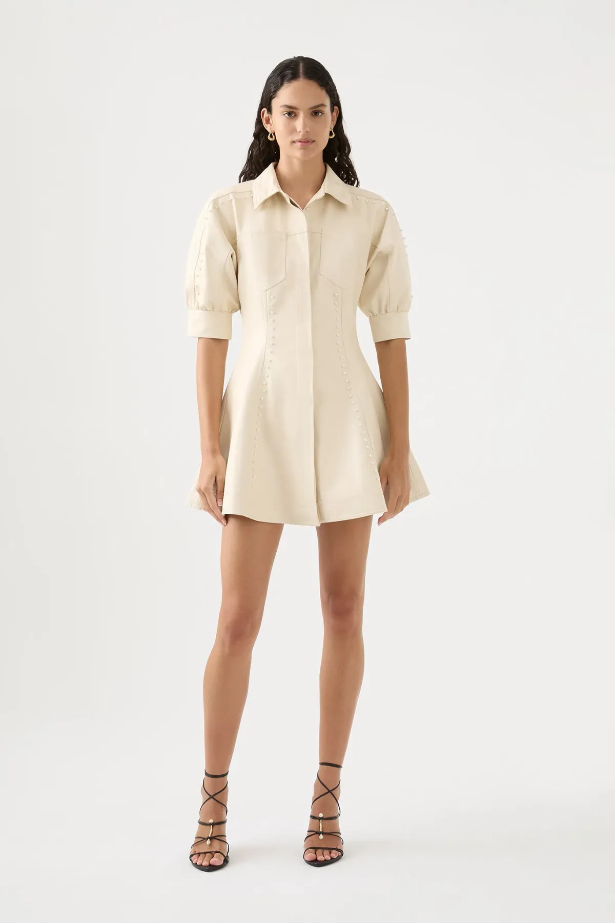 Aje Claire Pearl Mini Dress Sandstone/Beige Size 6 - Image 1