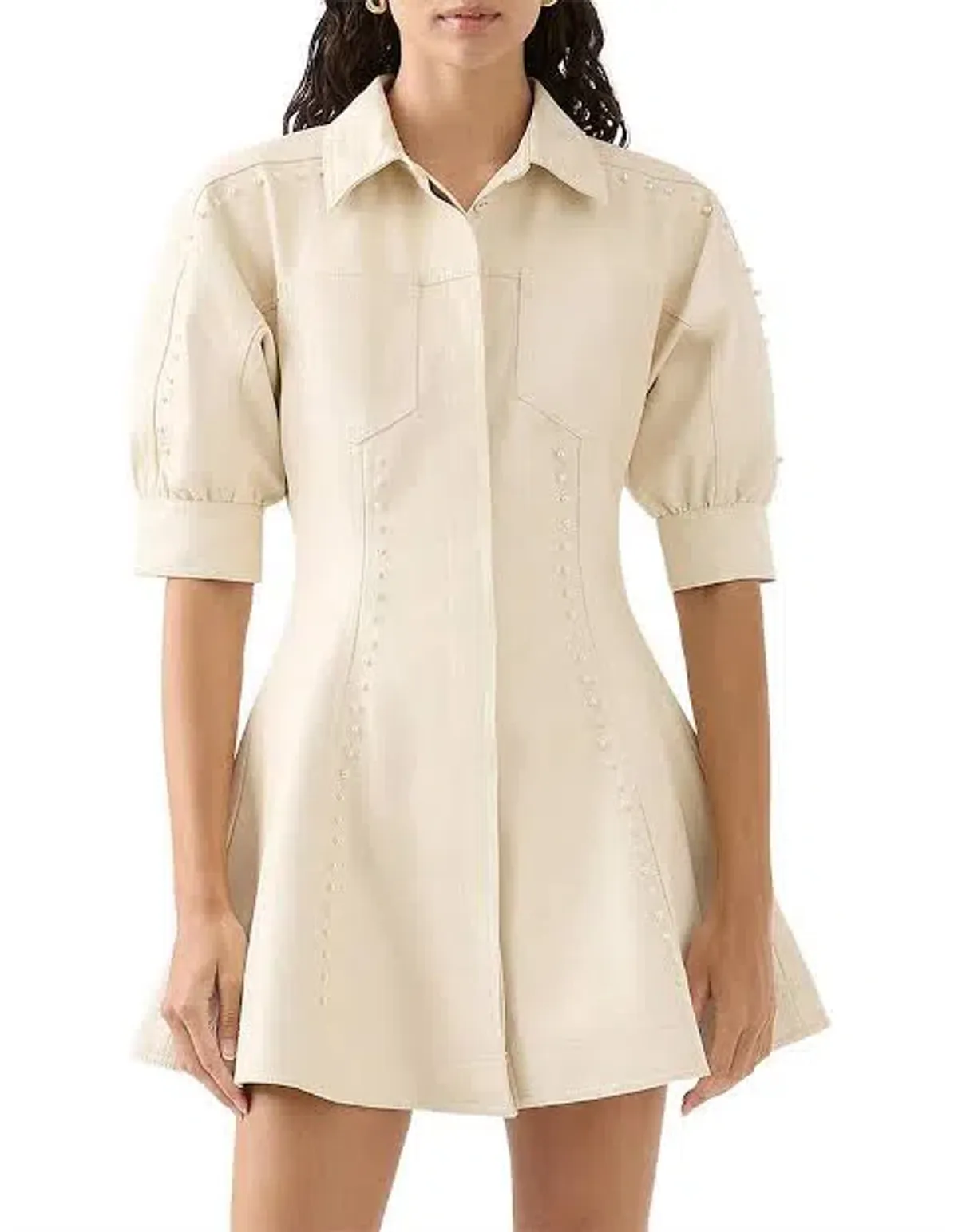 Aje Claire Pearl Mini Dress Sandstone/Beige Size 6 - Image 5