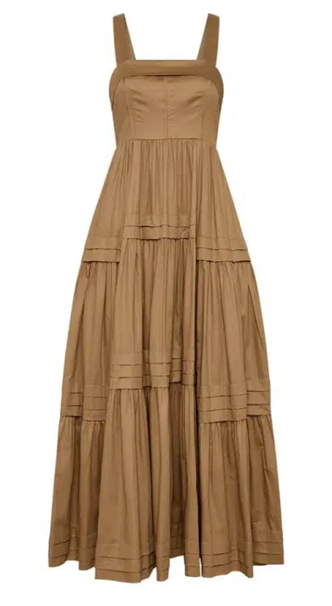 Aje Sophie Tiered Midi Dress Willow Brown Size 8 for rent on The Volte - main image
