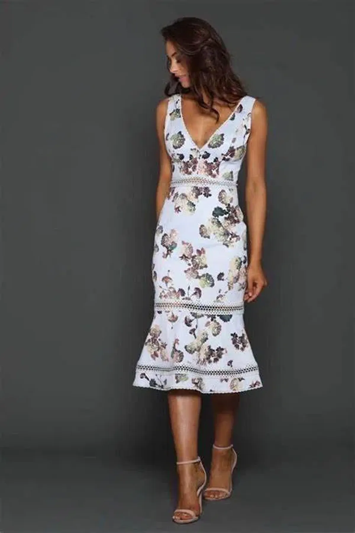 Elle Zeitoune Patrice Midi Dress Floral Size 8 for rent on The Volte - main image