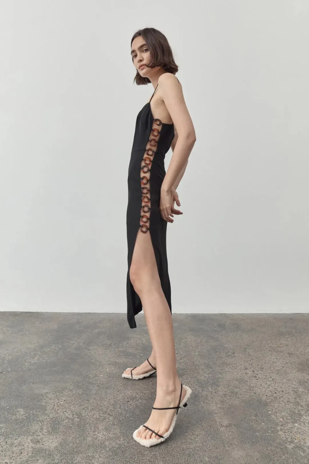 St. Agni Link Detail Midi Dress Black Size 6 for rent on The Volte - main image