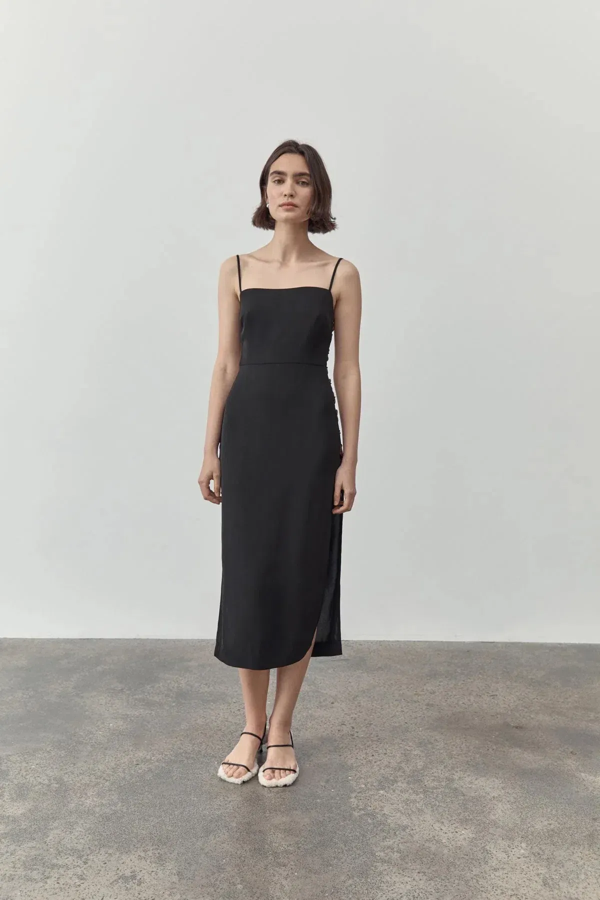 St. Agni Link Detail Midi Dress Black Size 6 - Image 1