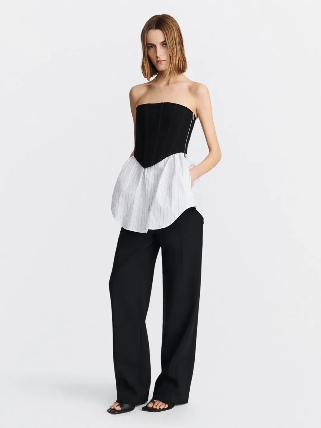 Dion Lee Internal Corset Mini Dress Black/White Size 6 for rent on The Volte - main image