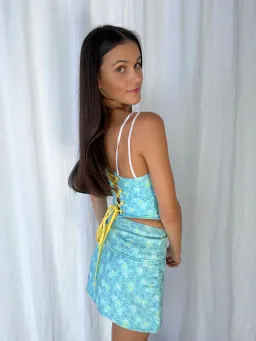 Eisha Collective Milah Mini Skirt Blue Floral Size 0 / AU 6 for rent on The Volte - image 8